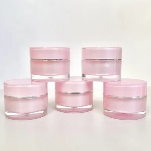 pink acrylic cosmetic cream containers