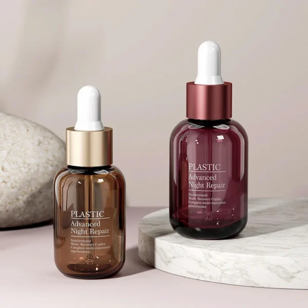 round plastic eye serum dropper bottle
