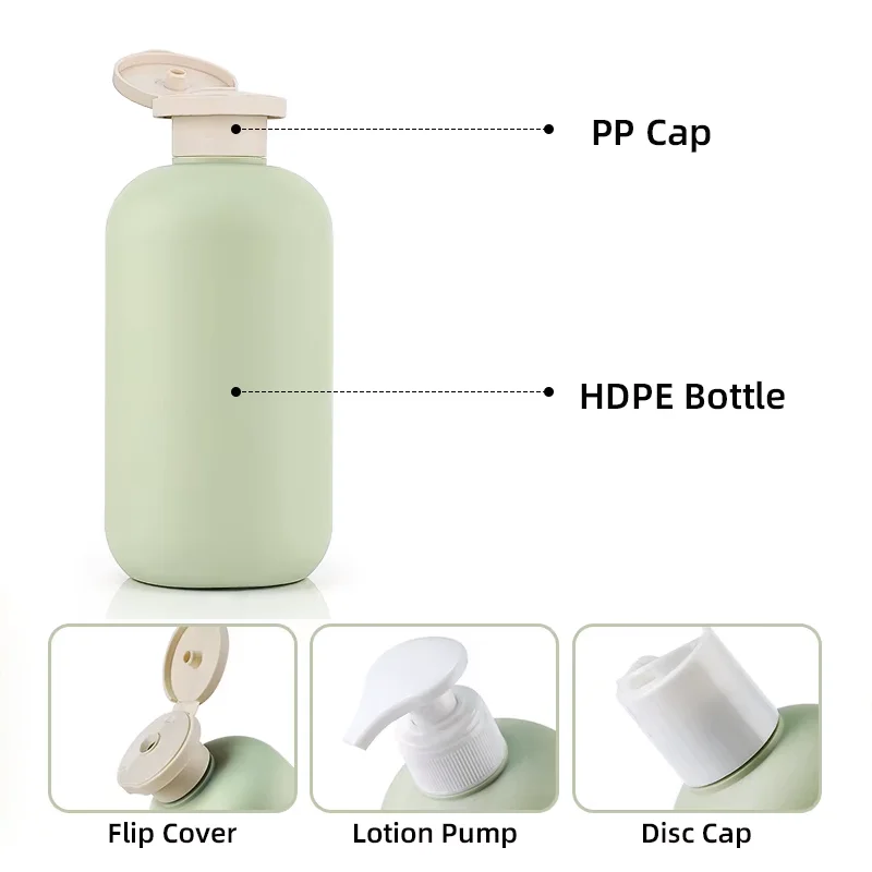 shampoo bottle with pump flip or disc caps
