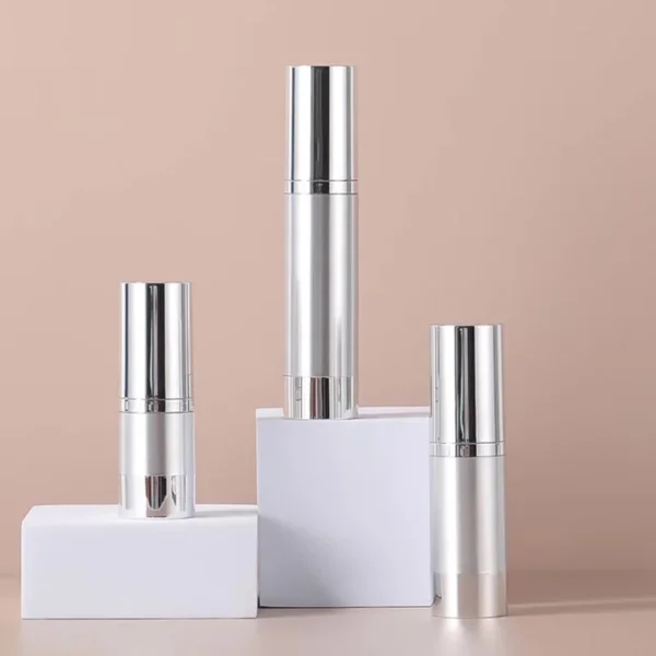 silver aluminum vacuum cosmetic bottle