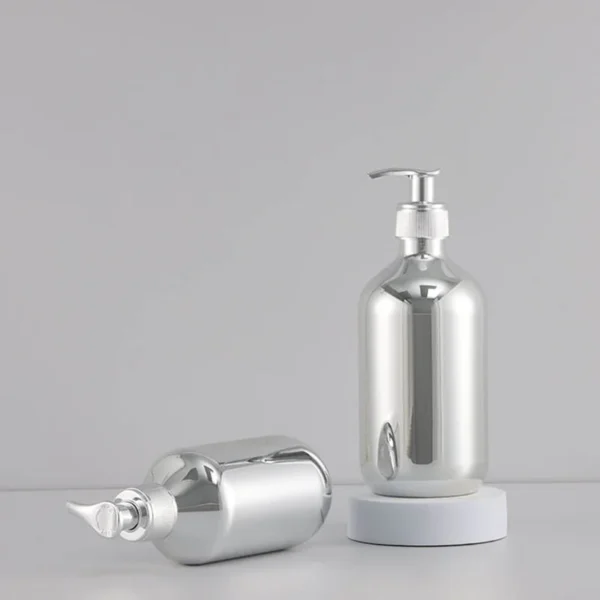 silver electroplated shampoo bottles with pump