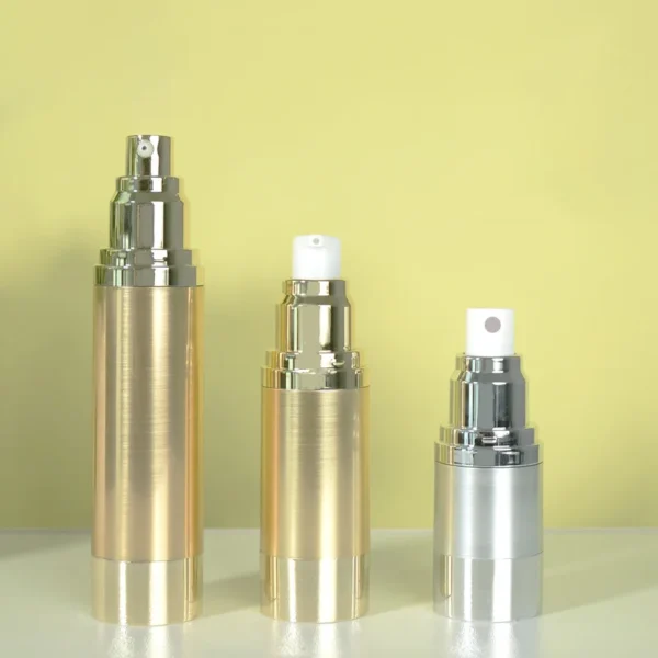 silver gold airless pump essence bottle