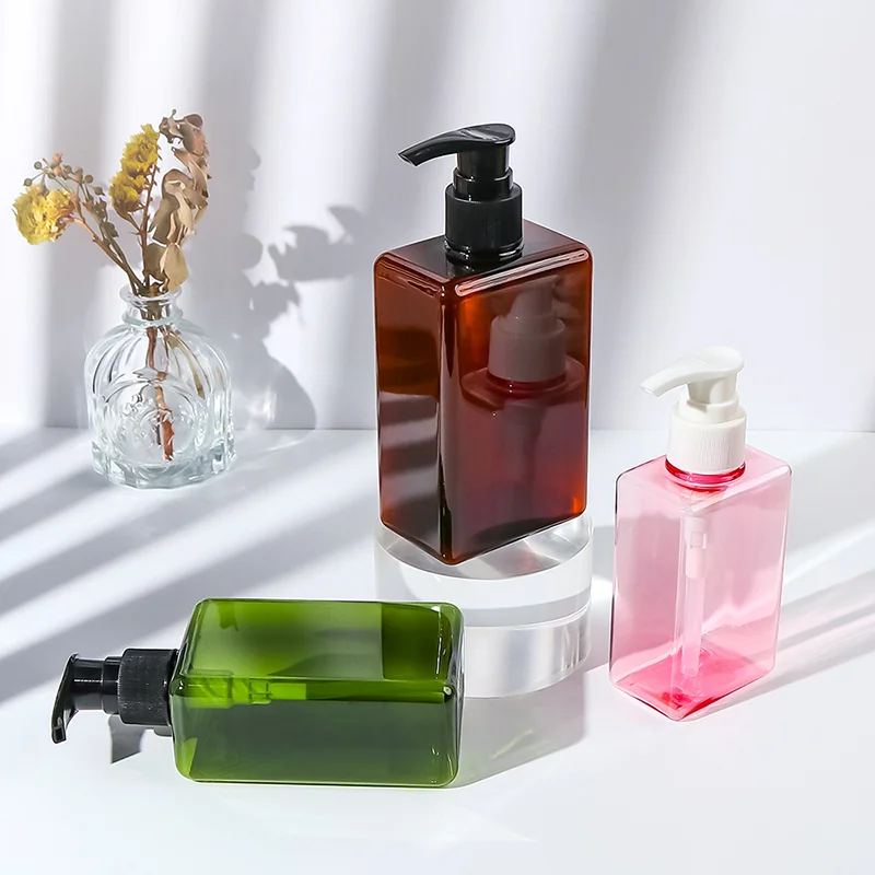 square PET shampoo bottle dispenser