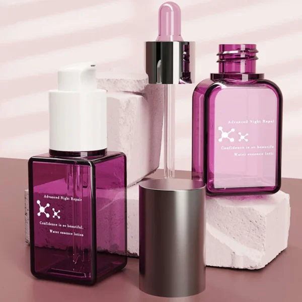 square plastic serum dropper bottle