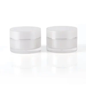 white plastic double wall cosmetic jars