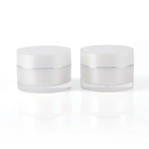 white plastic double wall cosmetic jars