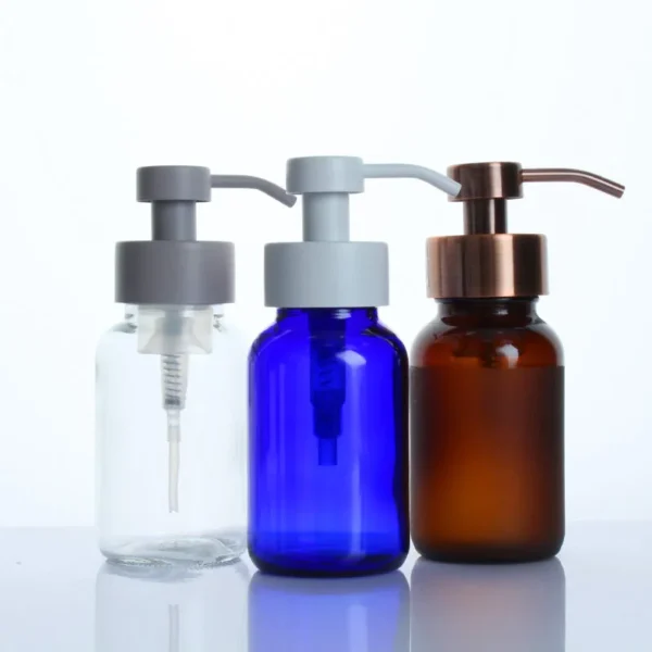 8 oz foaming soap bottles blue glass