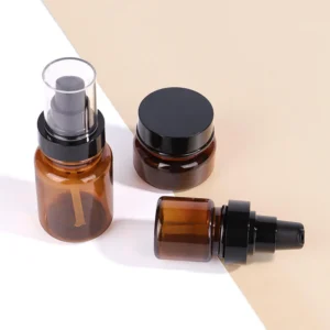 amber cosmetic pump bottle