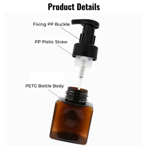 amber foaming pump bottle construction
