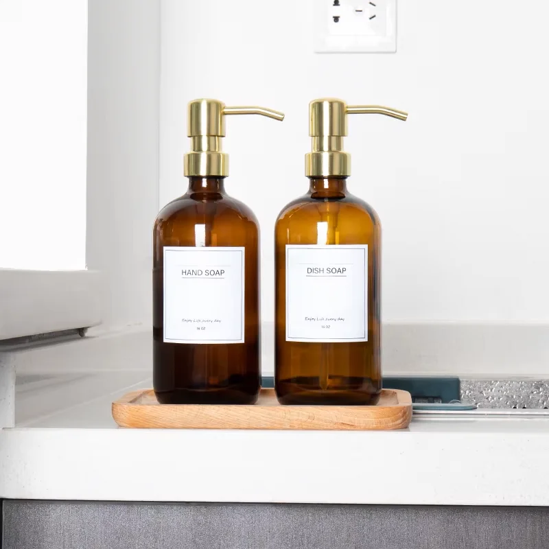 amber glass foaming soap dispenser