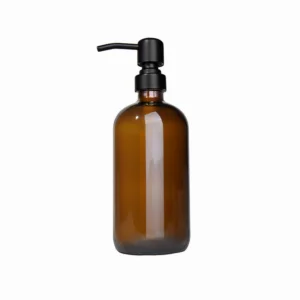 amber glass pump soap dispenser