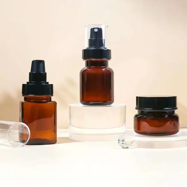 amber PET plastic spray pump bottle