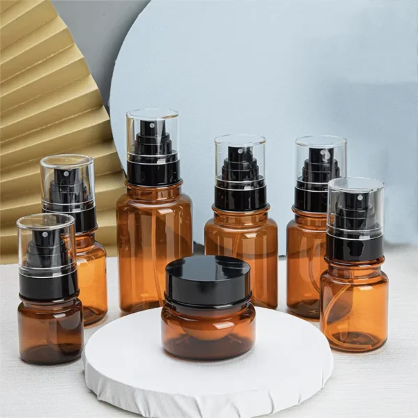 amber PET pump bottle for face toner