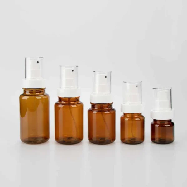 amber pump bottle with spray pump