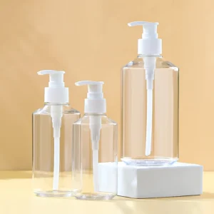clear plastic face wash bottle with pump