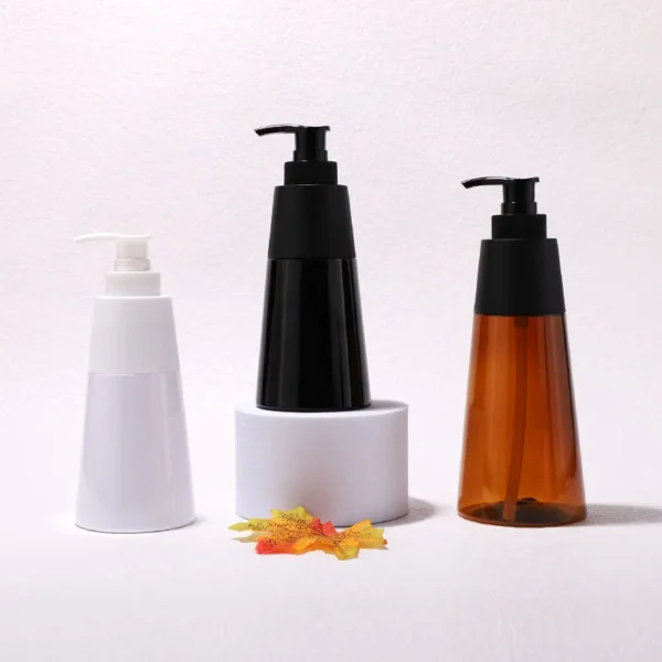 cone shape shampoo and conditioner dispenser bottles