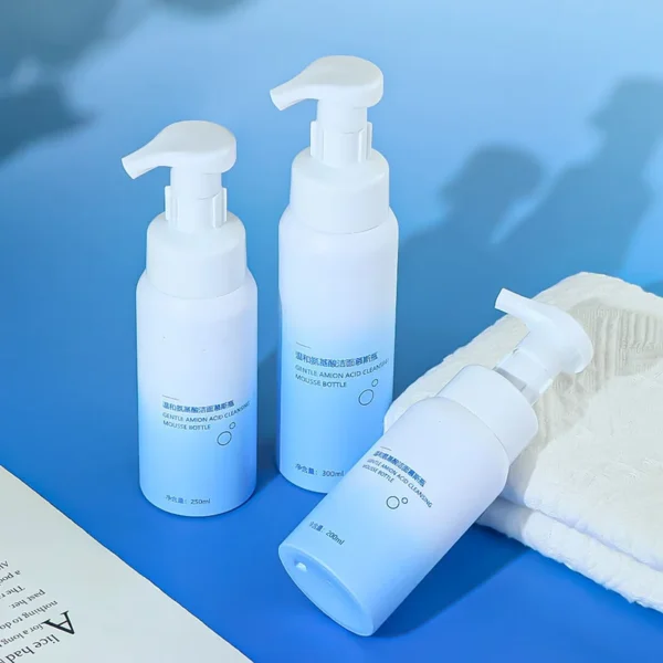 gradient blue face wash dispenser bottle