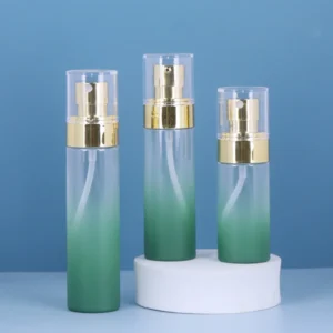 gradient green lotion bottle with gold pump