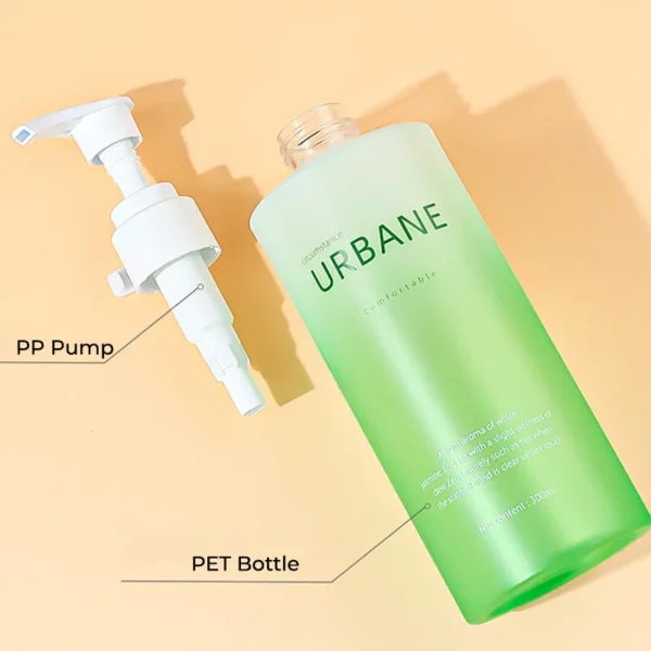 green shampoo and conditioner pump dispenser