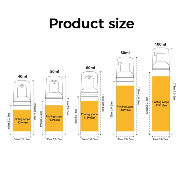 capacities of PET plastic foaming soap dispenser