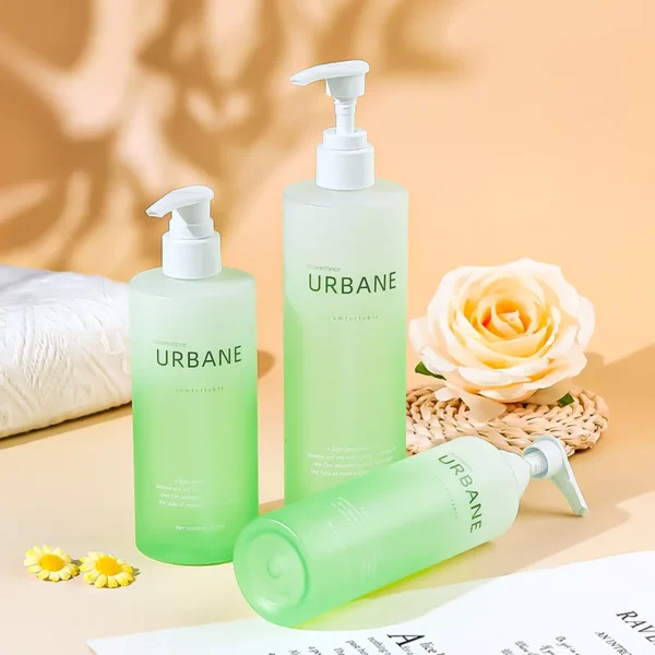 refillable green shampoo bottles with pump