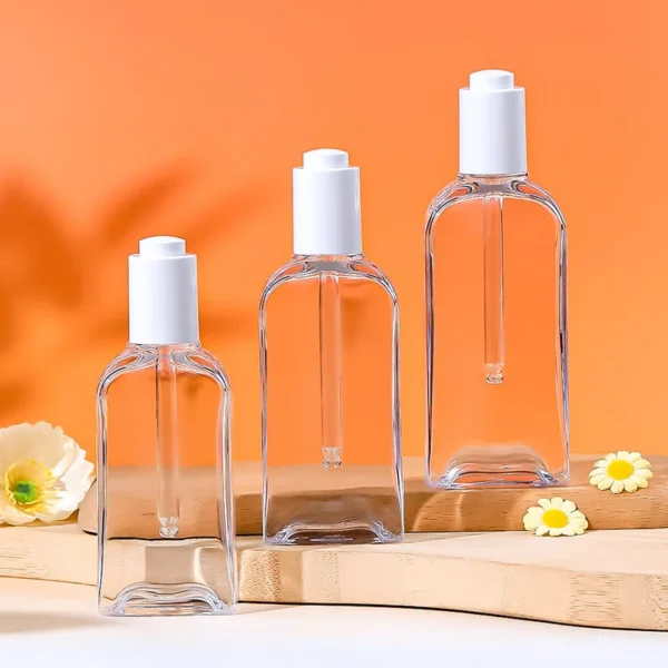 Flat Square PETG Plastic Facial Toner Essential Oil Dropper Bottle - Image 4