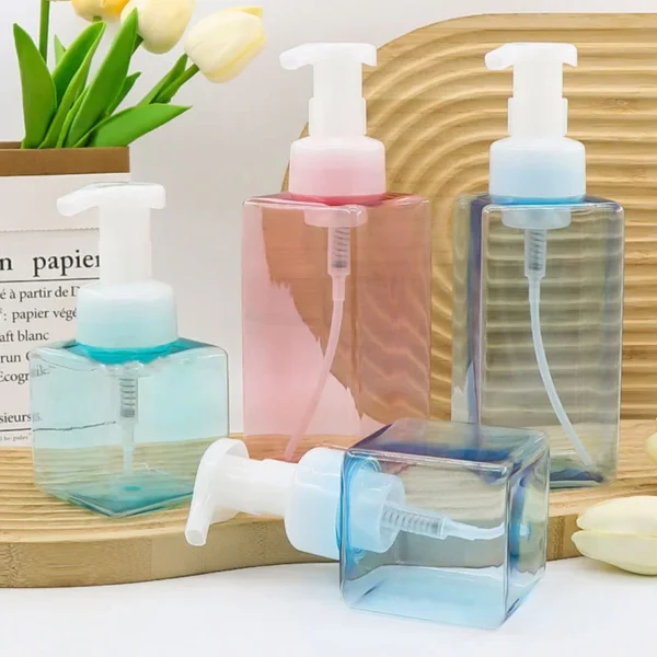 transparent foaming cleanser bottle