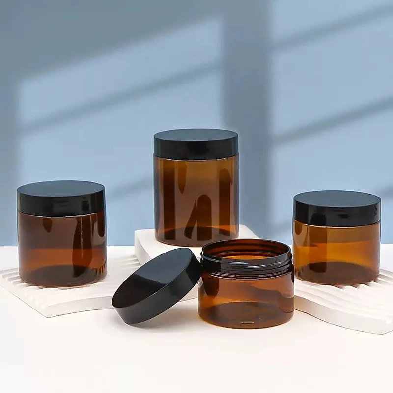 8 oz cosmetic jars with black lids