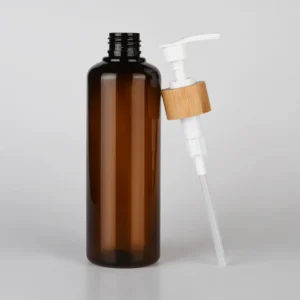 amber-plastic-lotion-bottle-with-bamboo-pump amber plastic lotion bottle with bamboo pump