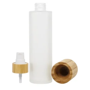 bamboo glass lotion pump bottle