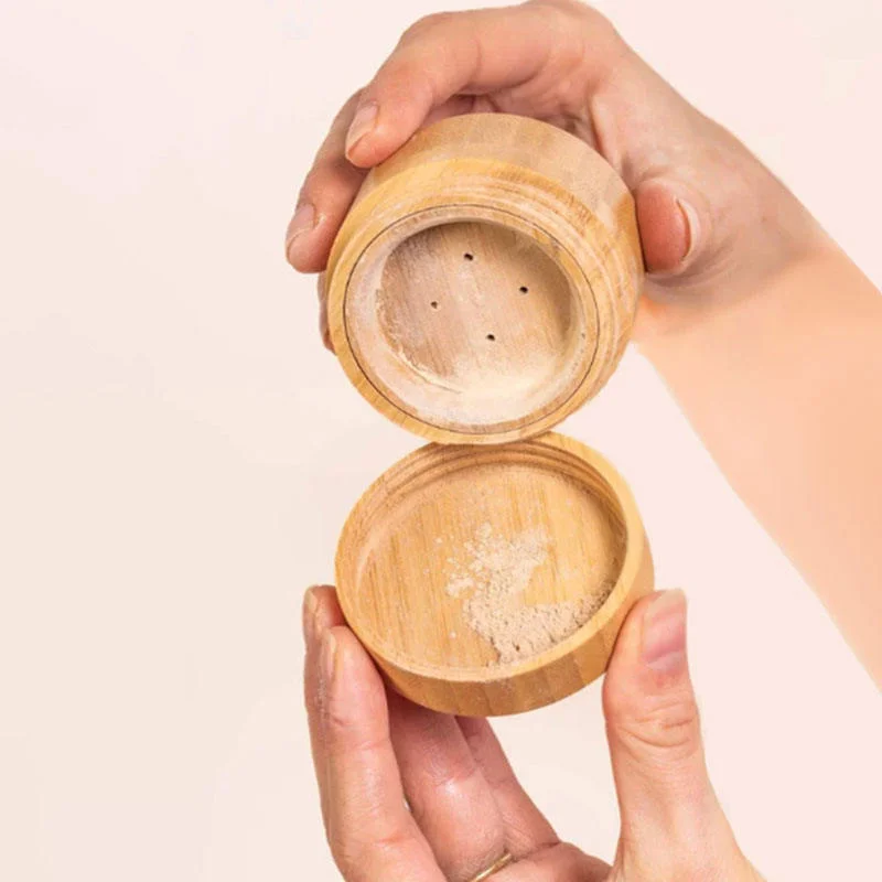 bamboo refillable loose powder box