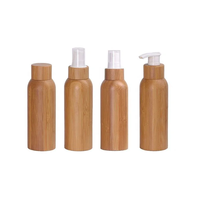 bamboo shell PET plastic pump bottle