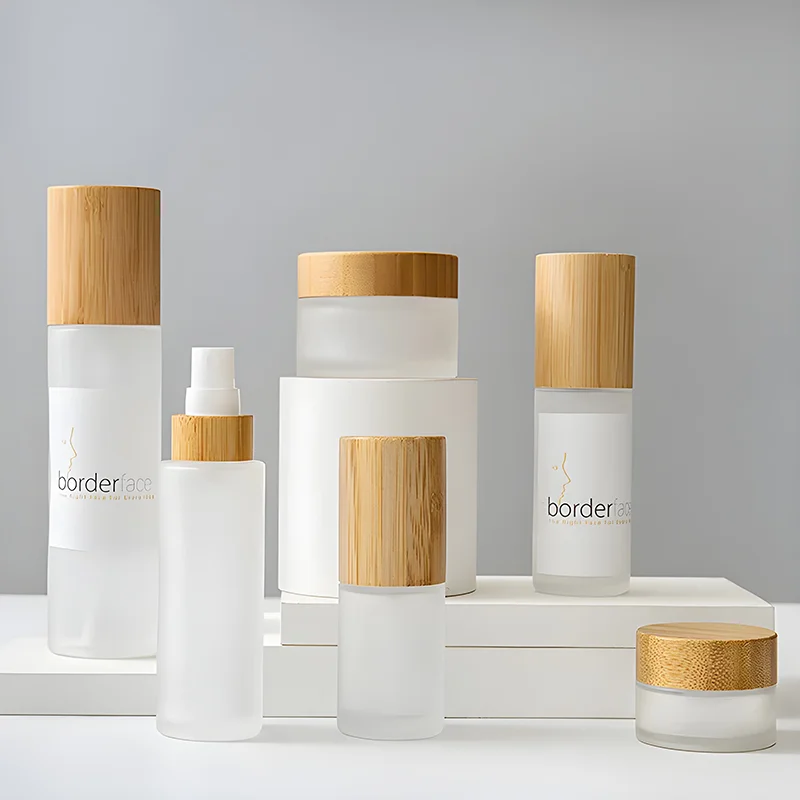 custom label glass bamboo cosmetic packaging