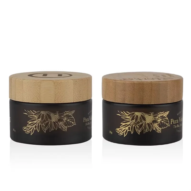 custom printing cream jar with bamboo lid