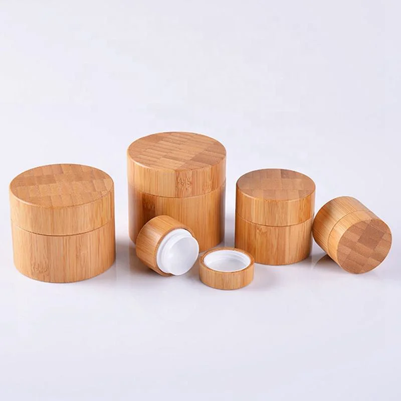 empty bamboo plastic cosmetic containers