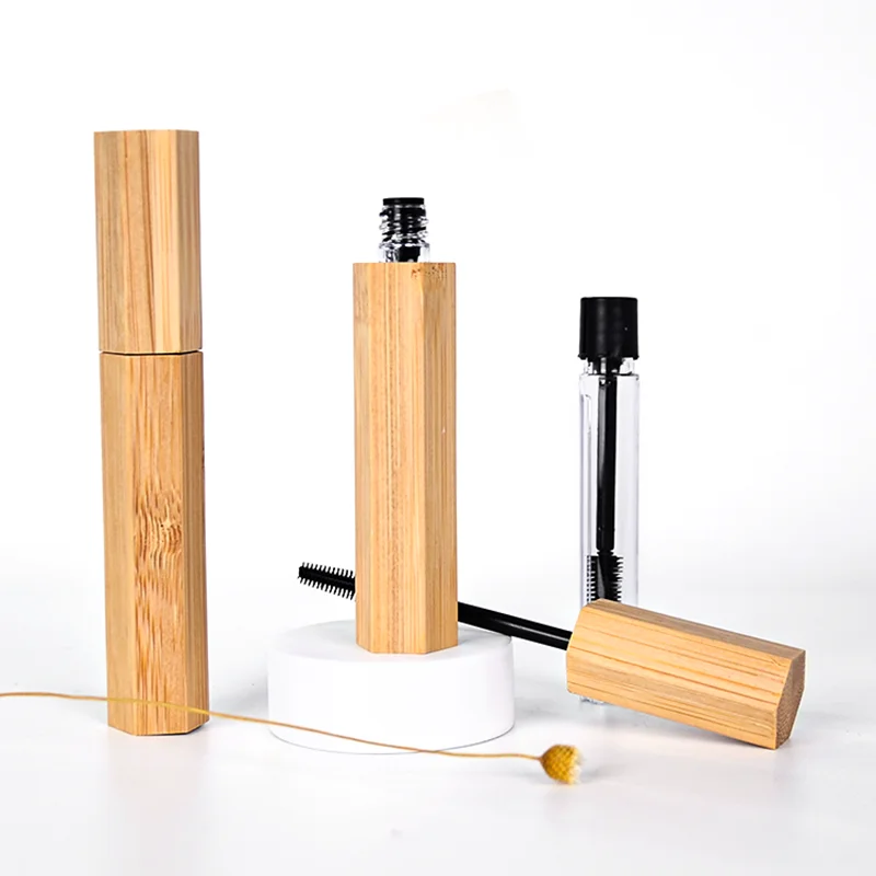 hexagon shape bamboo empty mascara tube