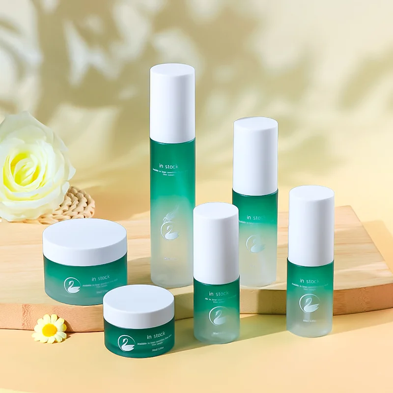 luxury green PET plastic cosmetic containers