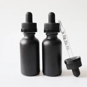 matte black glass dropper bottle