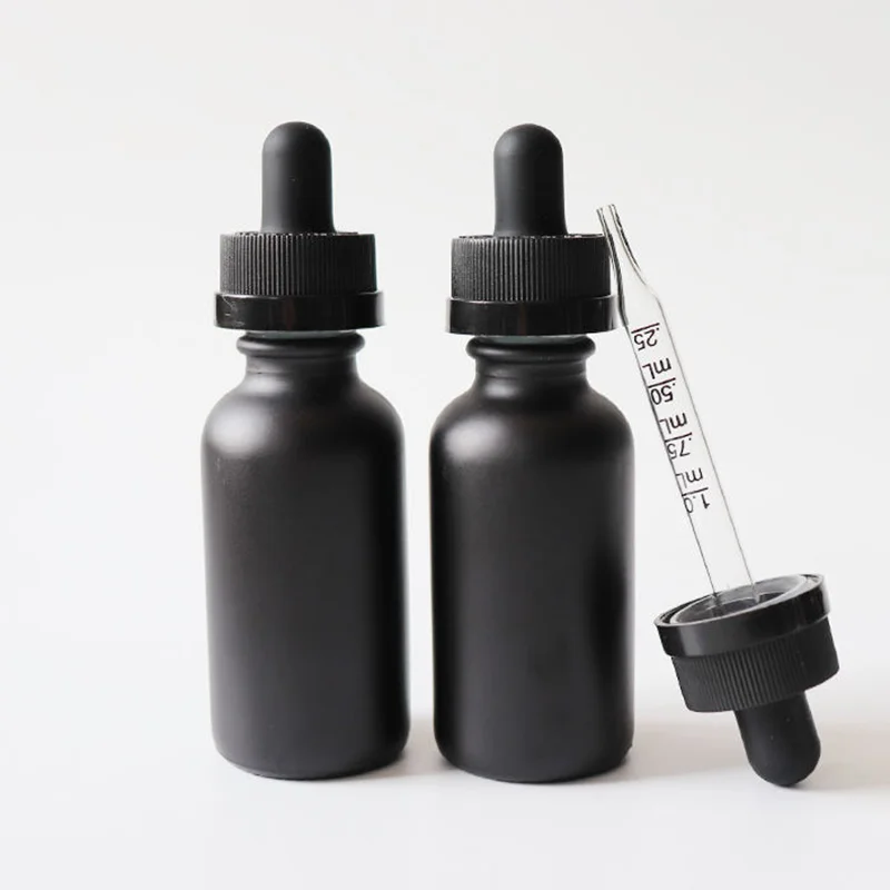matte black glass dropper bottle
