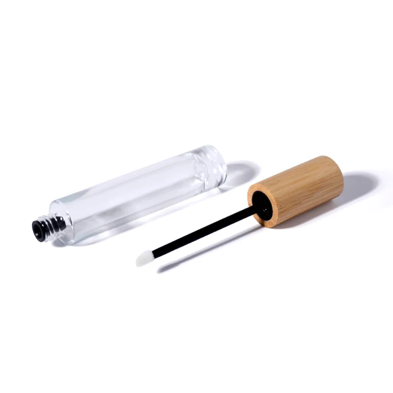 plastic lipgloss tube with bamboo wand lid