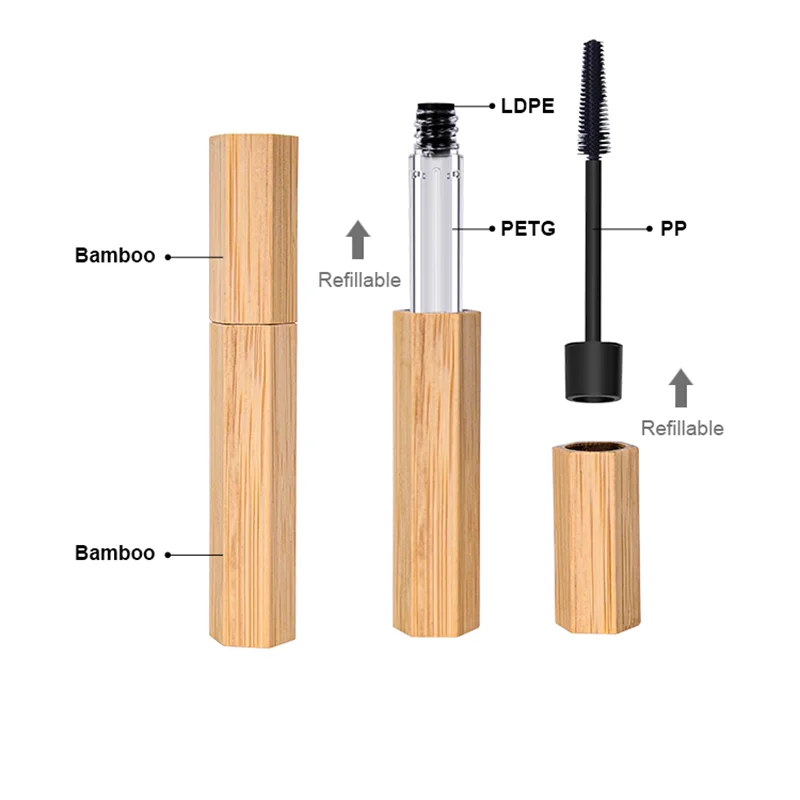 reusable bamboo mascara tube with wand