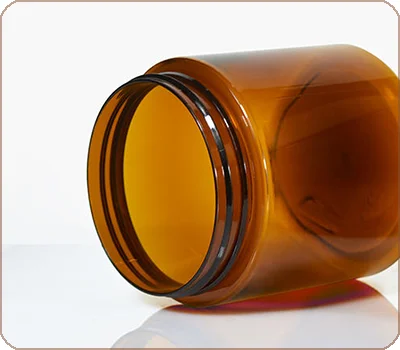 UV resistant amber plastic cosmetic jar