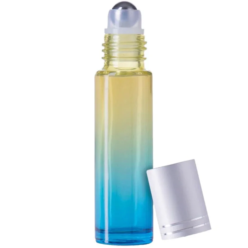 blue to yellow gradient glass rollerball perfume bottle