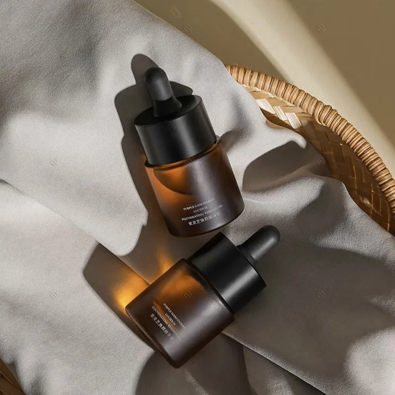 dark amber serum bottle with dropper