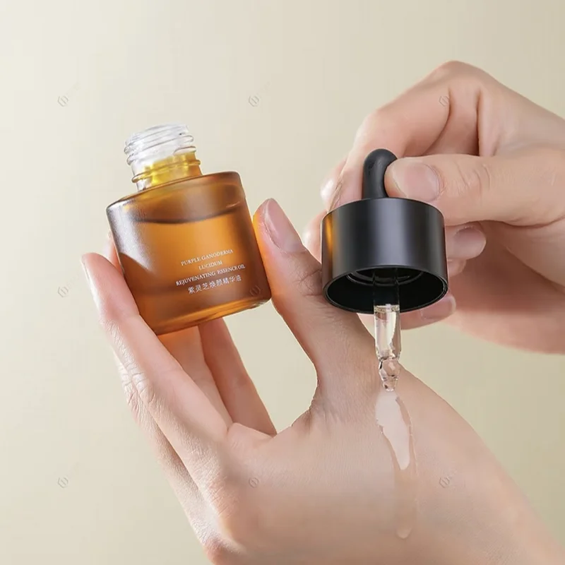 frosted amber glass oil dropper bottle