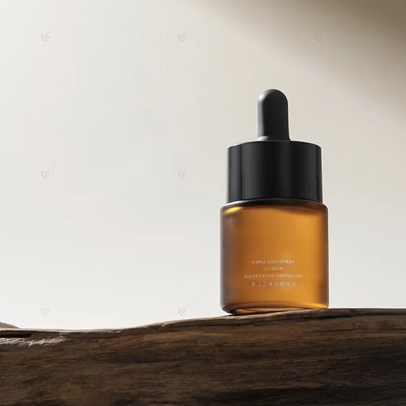 frosted amber glass serum dropper bottle
