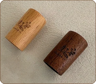 glass perfume bottle with beech wood