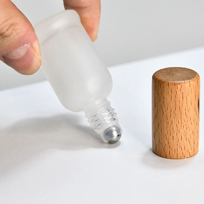 glass roller ball bottles with walnut wood lid