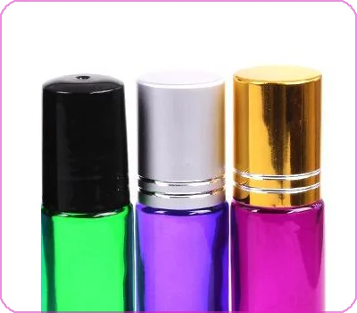 glass roller bottle with gold silver black cap