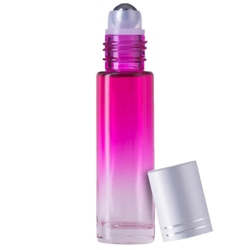 gradient color rollerball perfume bottle with silver cap